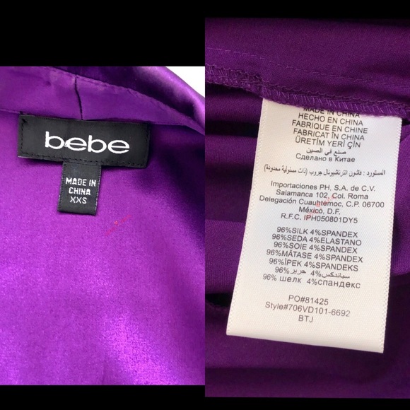 BEBE Silk Ruffle Front Shirt Dress, Cap Sleeve XXS - Picture 7 of 8